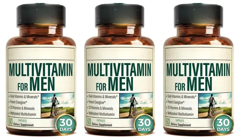 Cápsula multivitamínica para homens, suporte para saúde imunológica, contém vitaminas metiladas e minerais quelados, fornece energia corporal 60 contagens