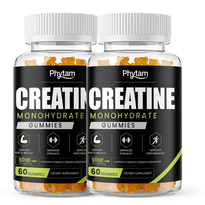 5000mg Creatina Monohidratada Bear Gummies 60 Count Mastigável Suplemento Nutricional de Treino Diário Suporta Desempenho Atlético e Manutenção Muscular
