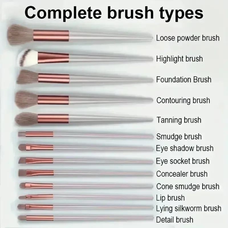 Conjunto de pincéis de maquiagem macios e fofos, cosméticos profissionais, pincel de base, mistura de vários estilos, ferramentas de beleza