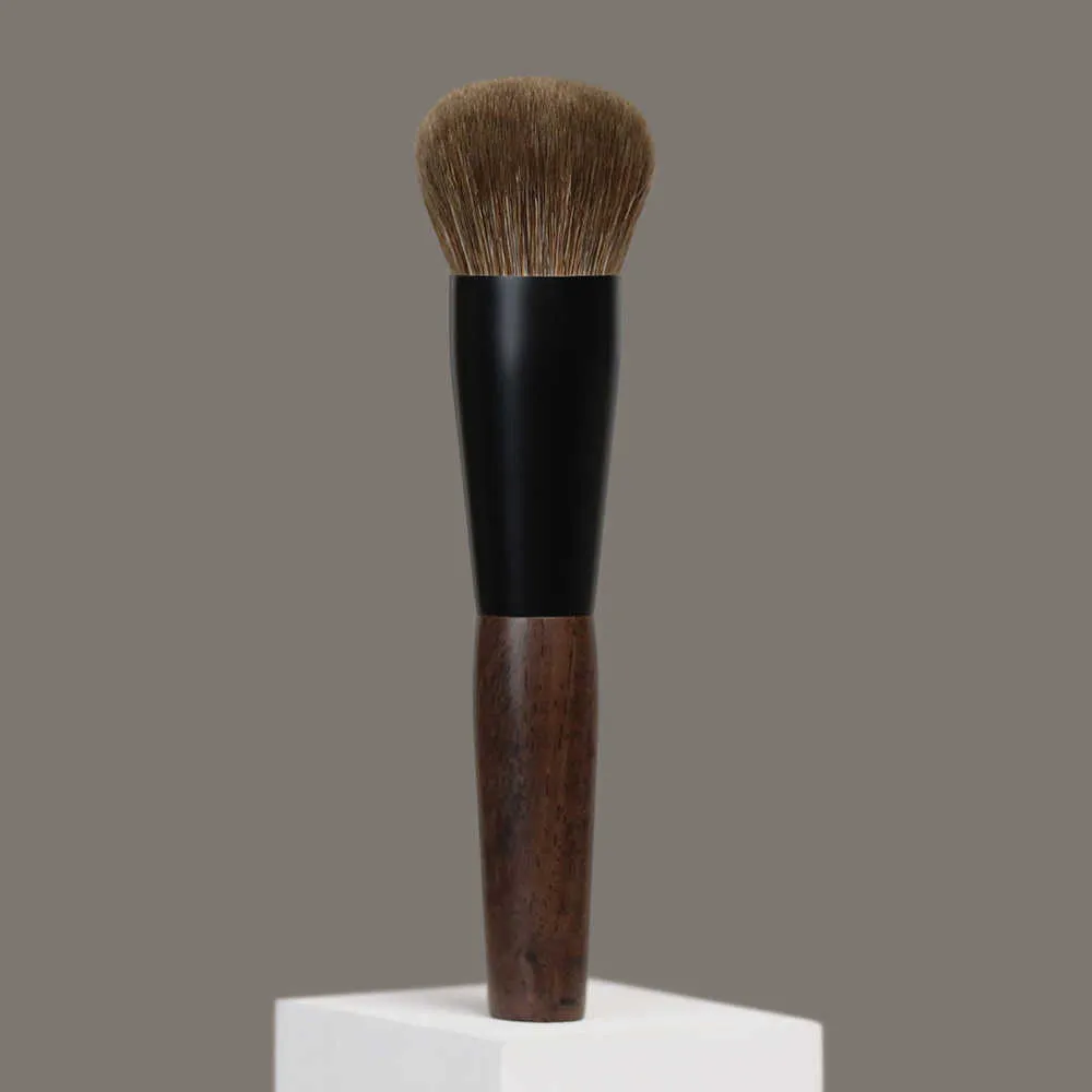 T100 Professional Handmade Makeup Brushes Soft Natural Goat Hair Round Face Powder Brush Short Ebony Wood Handle Make Up Brush