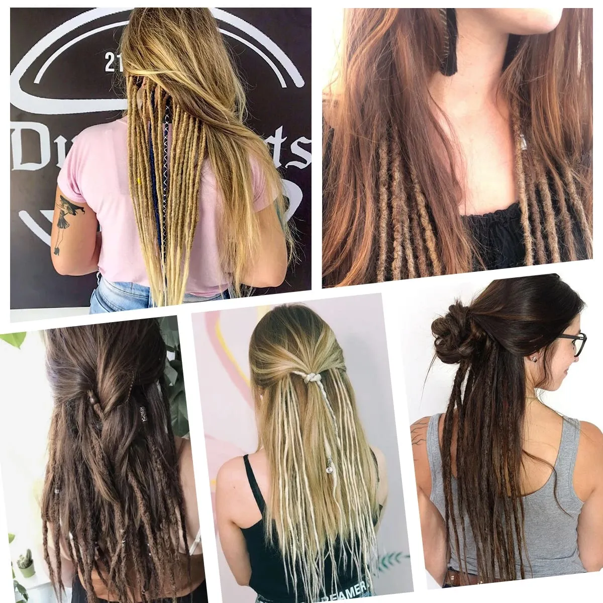 2Pcs Clip in Braid Hair Extensions Wig Synthetic Dreadlock Hair Pieces Bohemian Hair Accessories For Women Daily/Party Use
