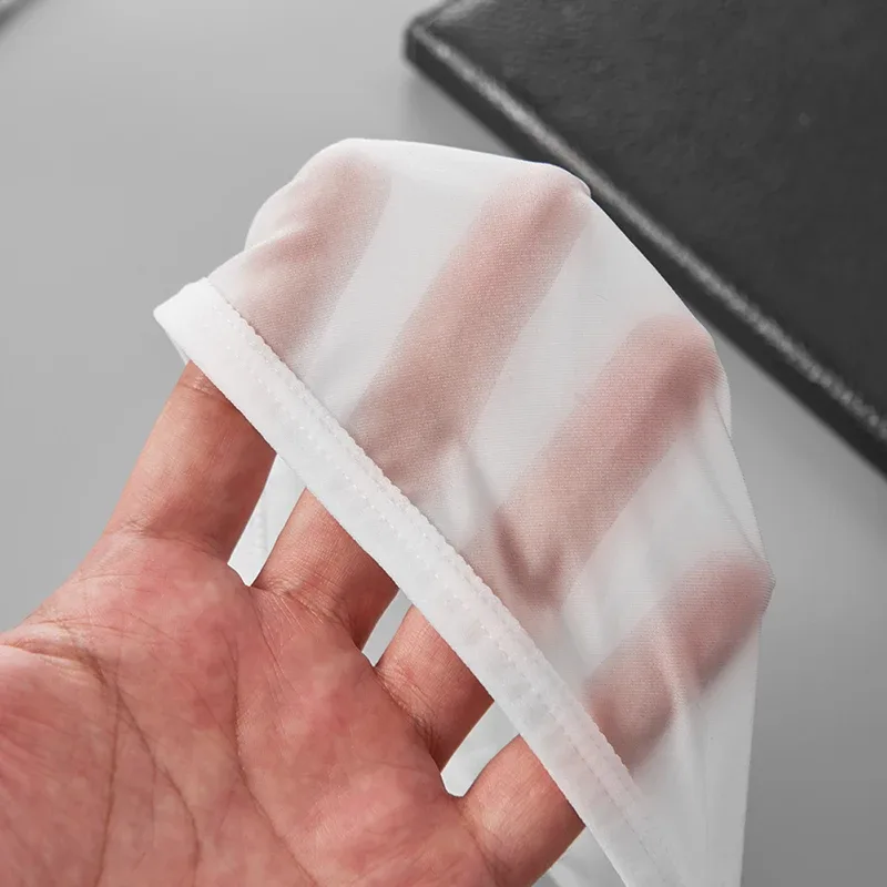 Cueca masculina sexy fina de seda gelo translúcida cuecas u bolsa ropa interior hombre calcinha masculina