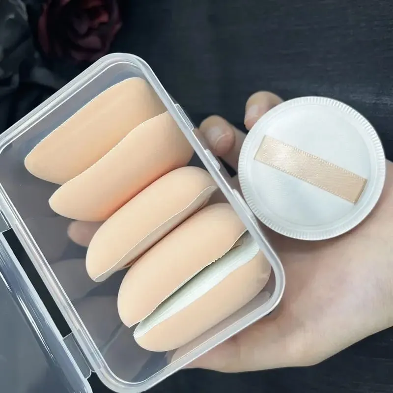 5 pçs redondo quadrado triângulo forma esponja de maquiagem puff seco molhado dupla utilização macio algodão doce almofada de ar fundação pó puff