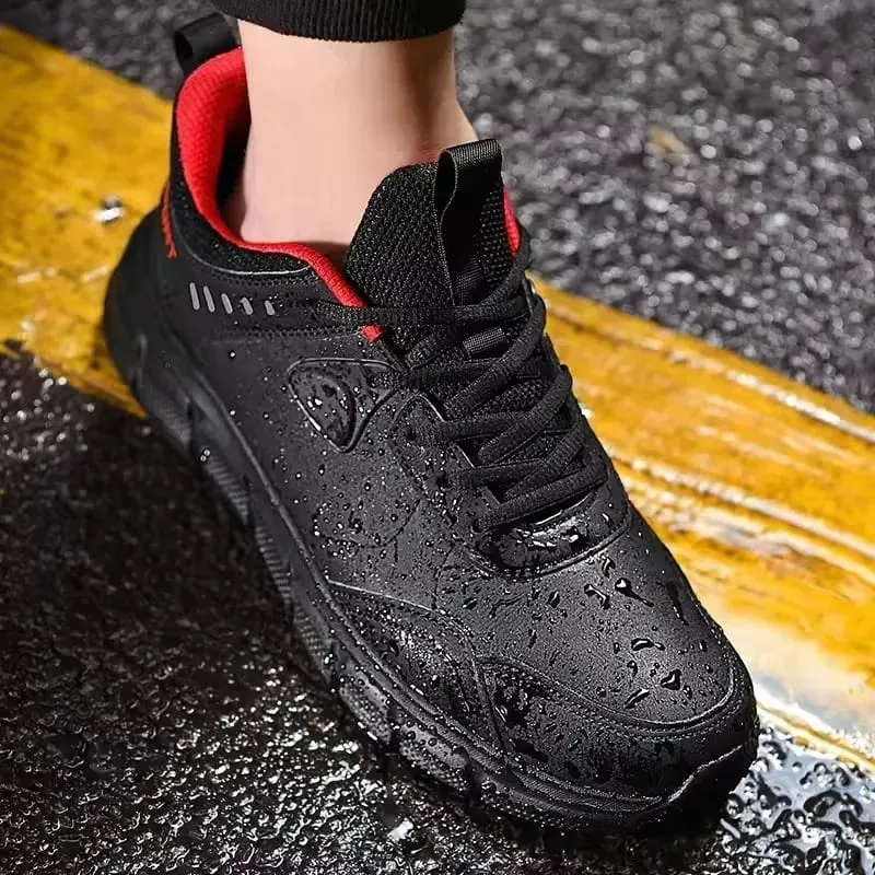 Sapatos de trabalho impermeáveis ​​masculinos leves e confortáveis ​​anti deslizamento tênis de absorção de choque ao ar livre tênis casuais sapatos da moda