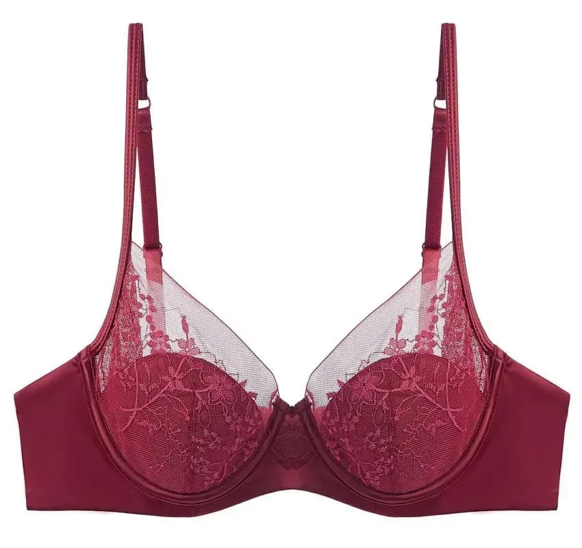 Kit íntimo de renda vermelha festiva de noiva com arame macio, copo fino, conjunto de lingerie de suporte para busto pequeno 32-38, roupa íntima feminina