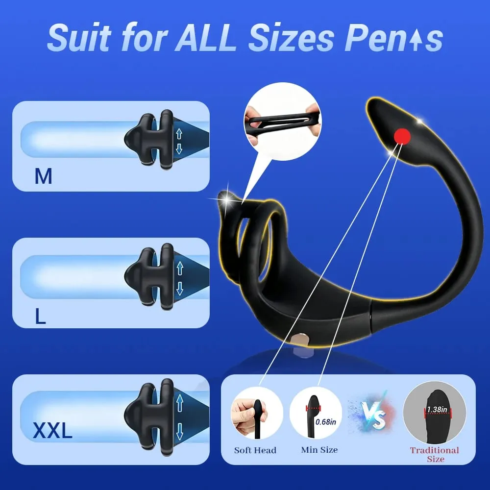 Anel peniano masculino com controle remoto sem fio, estimulador de atraso na ejaculação, plugue anal para bunda, brinquedo sexual adulto para homens e casais