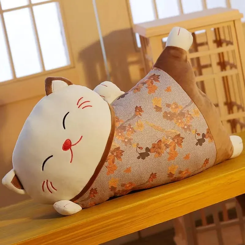 Cute Kawaii Fortune Cat Throw Pillow Blanket Dual Use Sofa Backrest Throw Pillow Office Car Seat Waist Protector Cushion Pillow