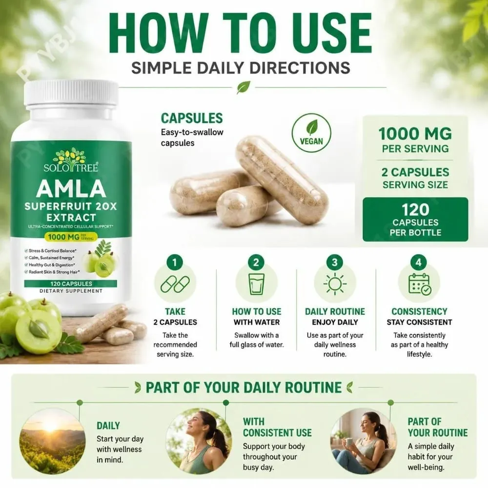 Amla Superfruit 20x Extrato Cápsulas com Phyllanthus Emblica para Promove Energia Calma Saúde Digestiva Pele/Cabelo Radiante 120Ct