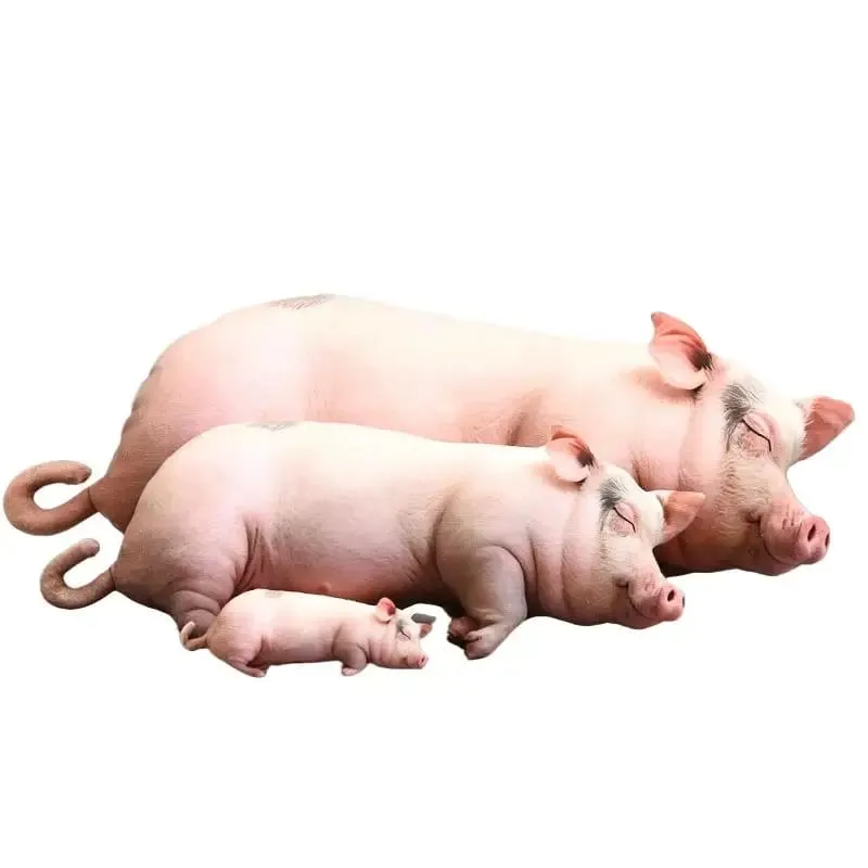 Realistic Sleeping Pig Plush Toy Fluffy Soft Stuffed Animal Pillow Adorable Kids Room Decor Thanksgiving Gift for Family
