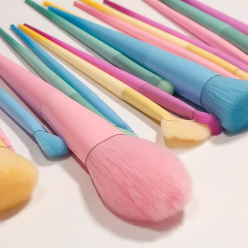 Conjunto de pincéis de maquiagem, 17 peças, base, pó facial, blush, corretivo, sombra, arco-íris, kit de pincéis de maquiagem