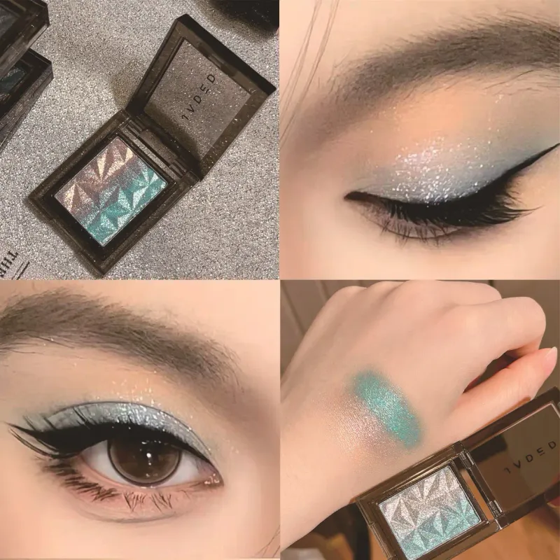 Paleta de sombra gradiente metálico prata azul punk esfumaçado sombra de olho altamente pigmentado pressionado roxo glitter olhos maquiagem paleta
