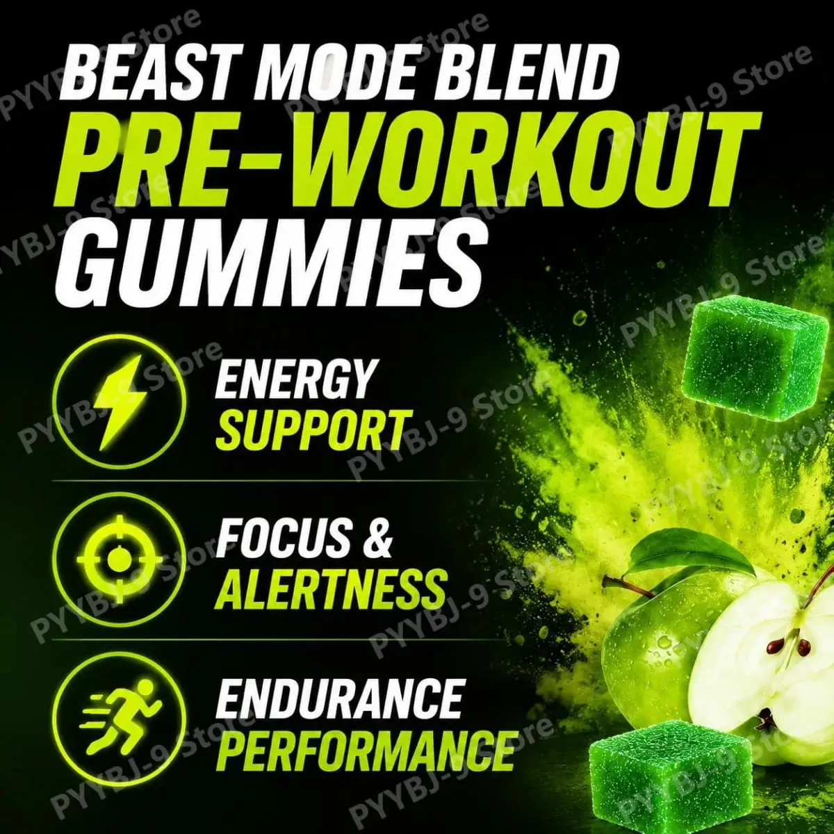 Docteat Beast Mode Blend Pré-treino Gummies Foco de Energia e Suporte de Resistência para Treinamento de Força e Ginásio Ativo Dias 70 Contagem