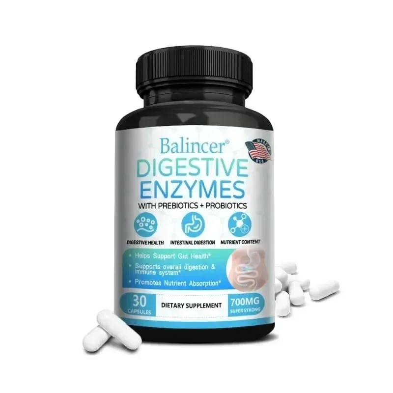 Cápsulas probióticas de enzimas digestivas orgânicas, nutrição prebiótica, digestão e imunidade para a saúde intestinal, adequadas para adultos e homens