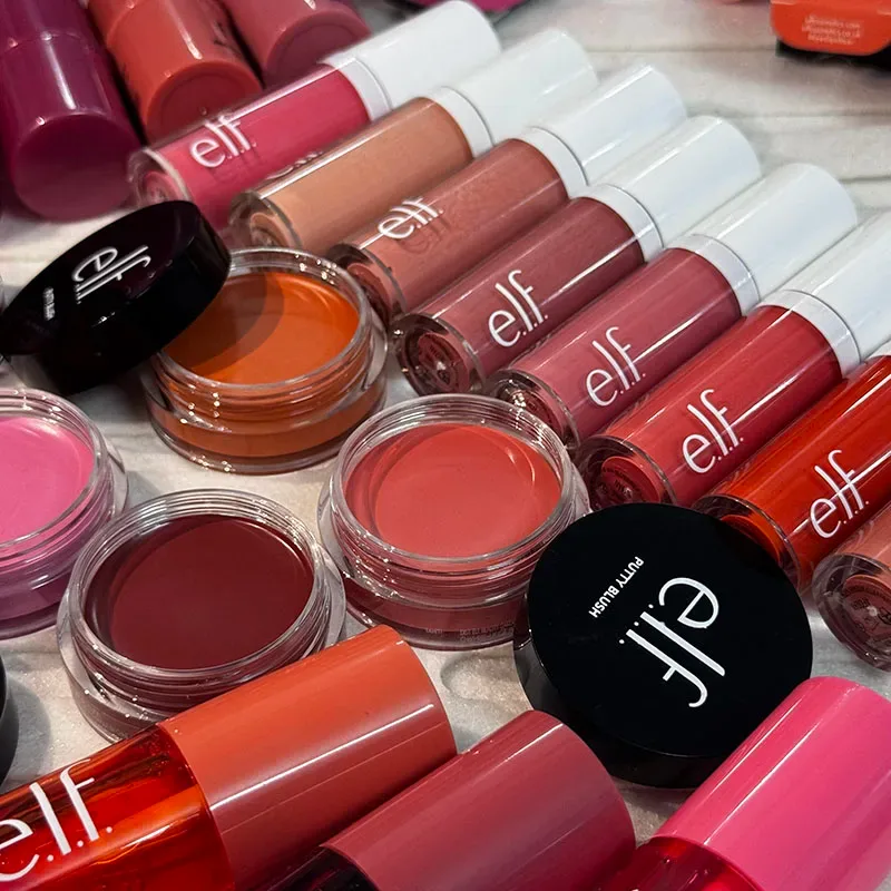 Preço Especial Elf blush líquido de dupla utilização, brilho labial, hidratação persistente, criar pó iluminador natural, blush líquido, cosméticos