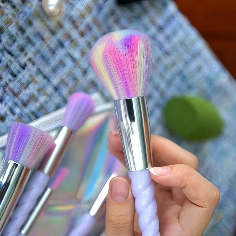 Conjunto de pincéis de maquiagem coloridos de 10 peças, cabo de cristal, pincéis corretivos, beleza, saúde, ferramentas cosméticas, ferramentas de maquiagem