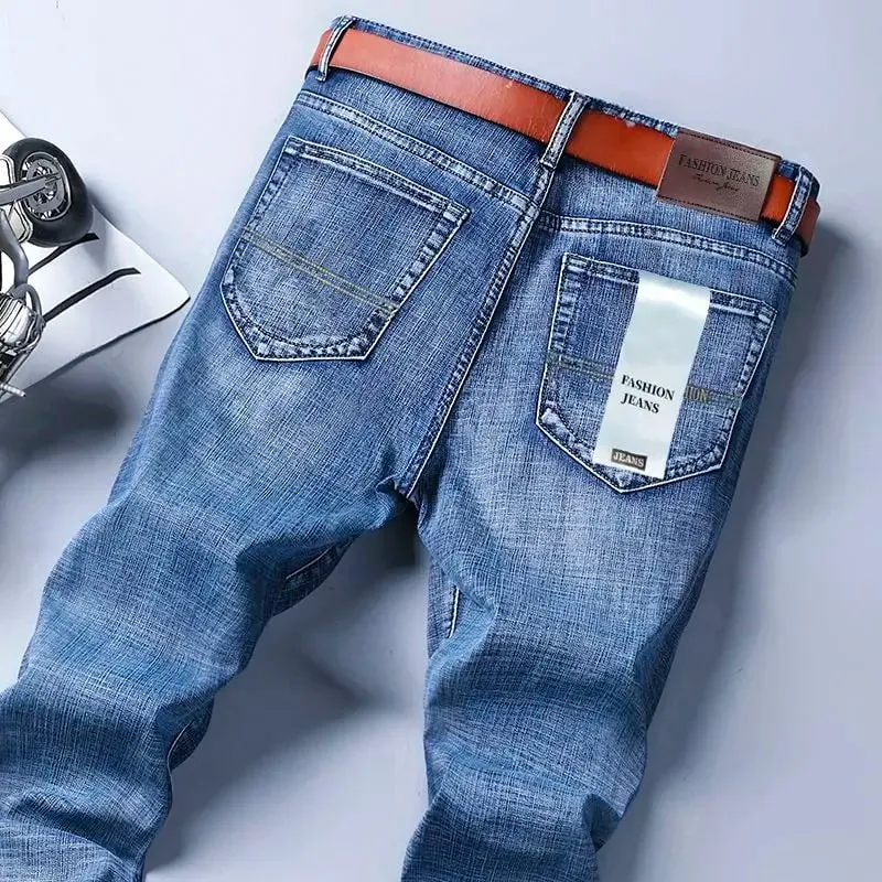 Wthinlee 8 modelos primavera outono negócios jeans masculino casual estiramento reto moda clássico trabalho calças jeans roupas de marca — image 4
