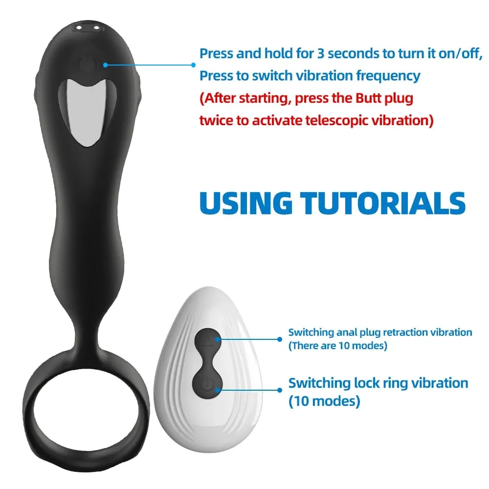 Plugue anal com controle remoto sem fio, brinquedos sexuais vibratórios para homens, massageador de próstata, masturbação vaginal, pênis simulado, brinquedos sexuais