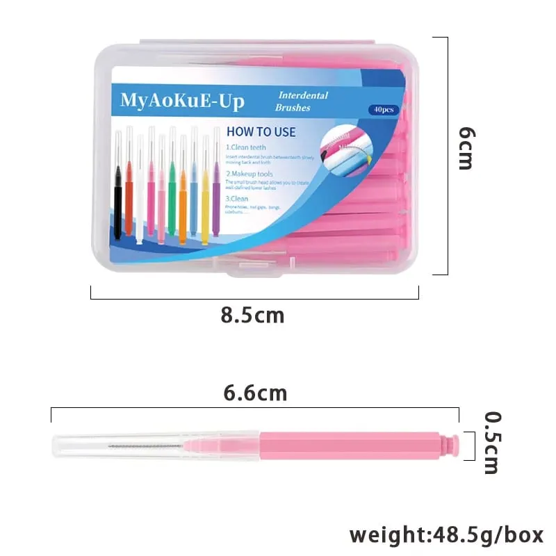 40 pçs mini escova de sobrancelha sobrancelha perm escova de maquiagem cílios extensão levantamento dobrável mini escovas de cílios dental limpo ferramentas de beleza