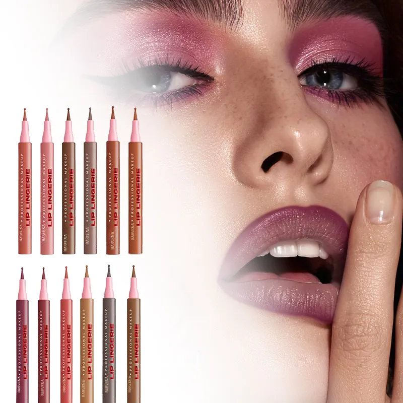Lápis delineador labial fosco, à prova d'água, aplicação suave, hidratante à prova de manchas, altamente pigmentado, 6 cores, maquiagem para contorno labial