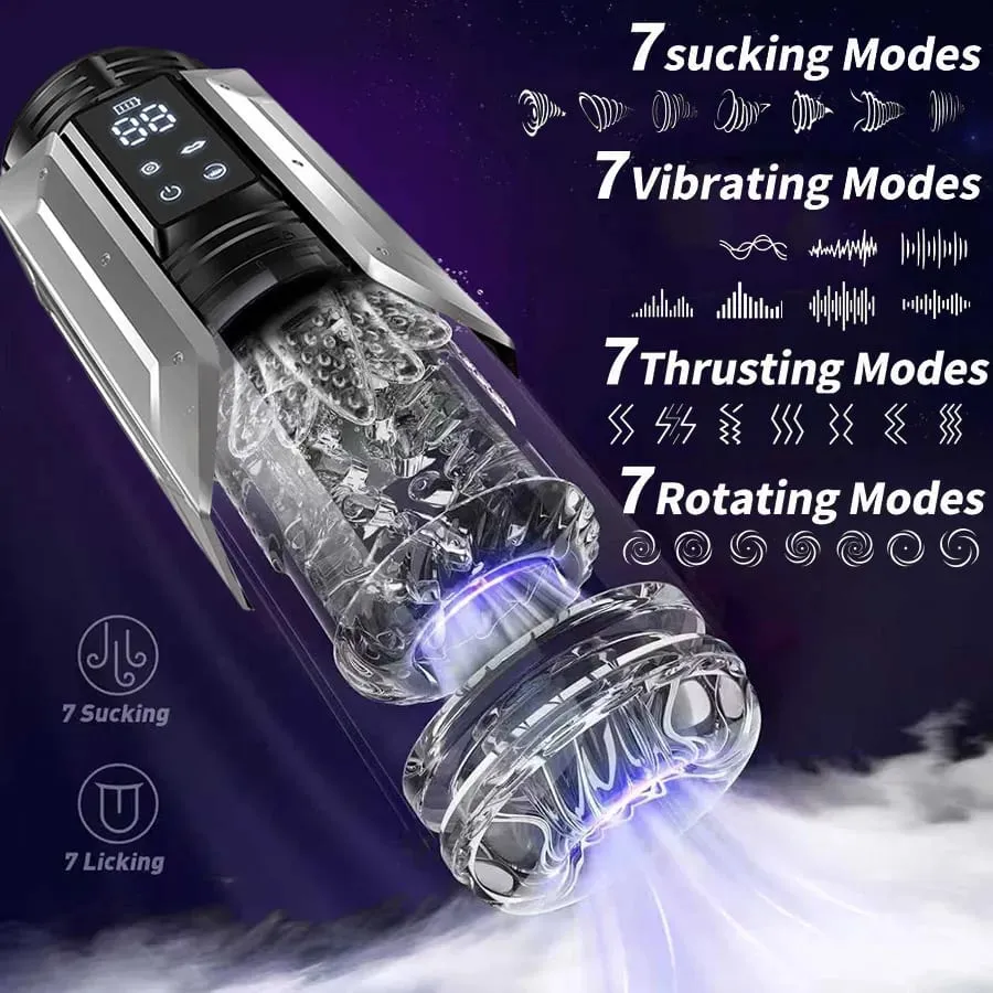 Stroker masturbador masculino automático com 7 impulsos rotativos lambendo adulto bolso buceta masculino brinquedo sexual boquete máquina de sexo