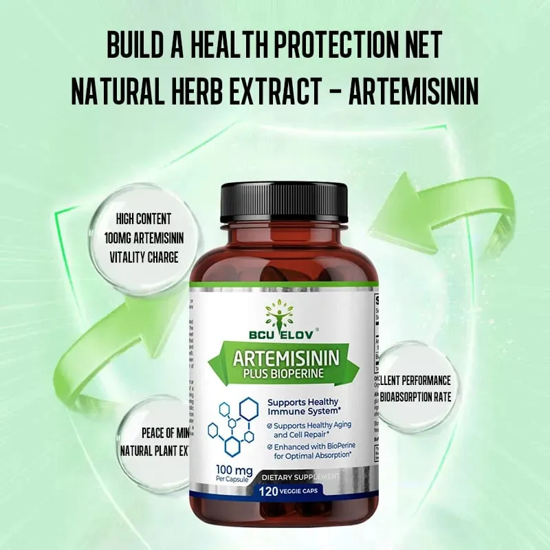 Artemisinina de alta absorção 100 mg maximiza a absorção de nutrientes, apoia o reparo celular e o aprimoramento imunológico 120 cápsulas