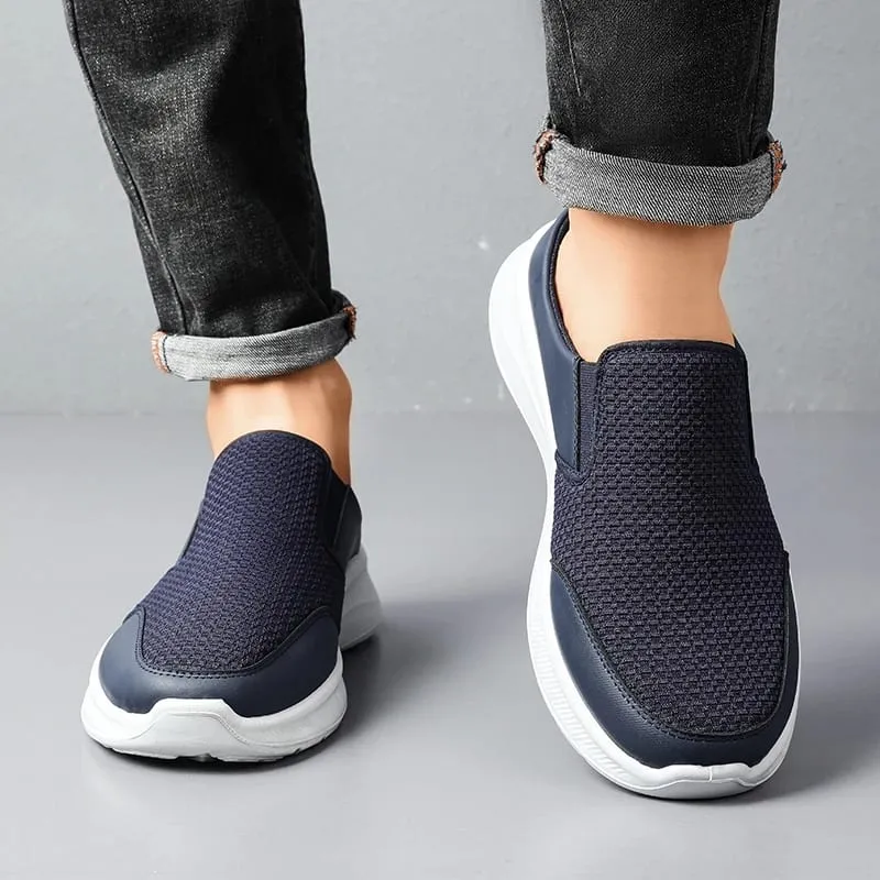 Pull-on Dual Wear Grade Respirável Malha Caminhada Mules Integrado Elástico Lateral Gore Painel Costela Segmentado Calçado Branco Completo