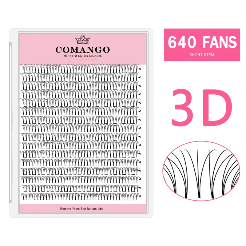 Comango wispy pré-fabricados fãs de volume 3-10d extensão de cílios individuais haste curta 320 fãs falso vison pré feito cílios russos