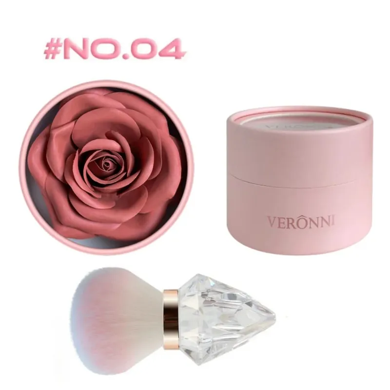 Conjunto de pincéis para blush e iluminador de pétalas de 4 cores – Aquarela difusa Flush Cloud Skin Brilho natural Construível Textura macia Primavera