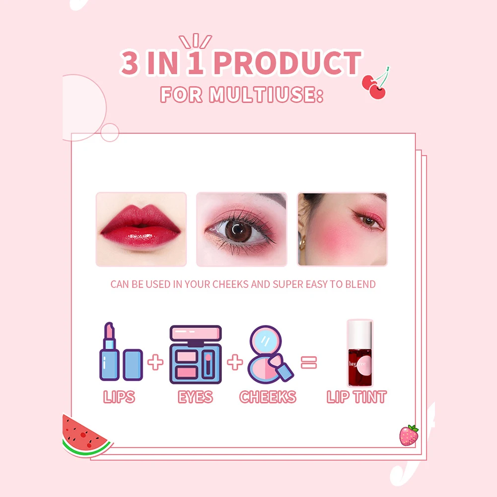 Lip Gloss Tint Maquiagem Cheek Tint Blush Hidratante Espelho Líquido Batons À Prova D 'Água de Longa Duração Lip Glaze Cosméticos