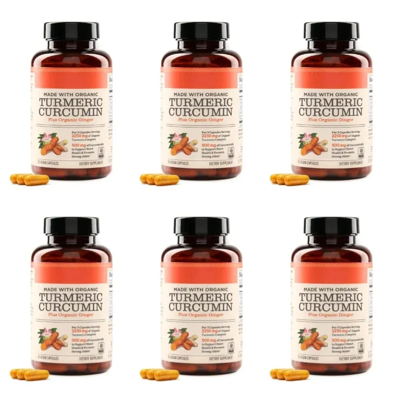 Cúrcuma Curcumina Plus Cápsulas Veganas Feitas com Gengibre Orgânico Apoia a Saúde das Articulações e do Coração 90 Cápsulas Não-OGM
