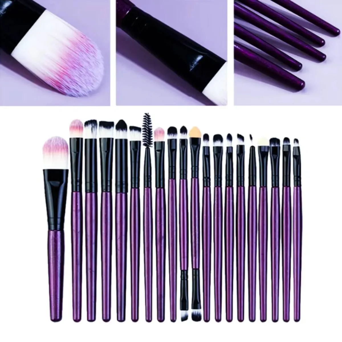 Conjunto de pincéis de maquiagem, 20 peças, delineador, mistura, pincéis de maquiagem para bochechas, olhos, base cosmética, conjunto de pincéis de maquiagem