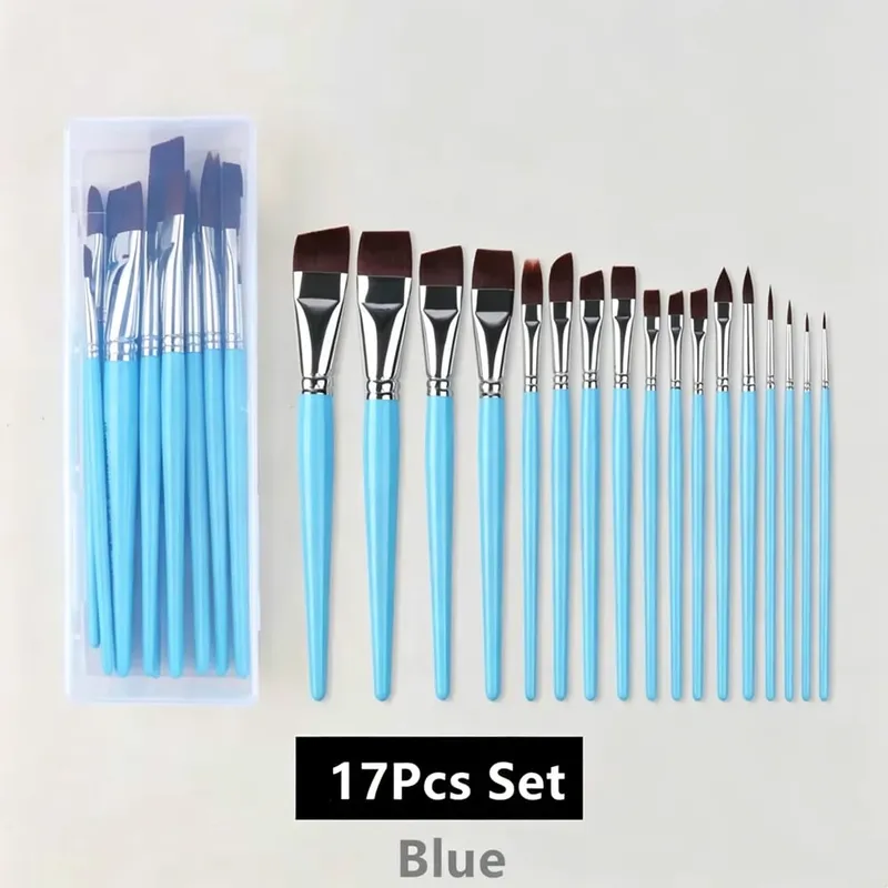 Pincéis multifuncionais para pintura facial e corporal, 7/10/17 peças, alta qualidade, céu, azul, artista, pintura em aquarela, ferramenta de maquiagem, pincel de maquiagem