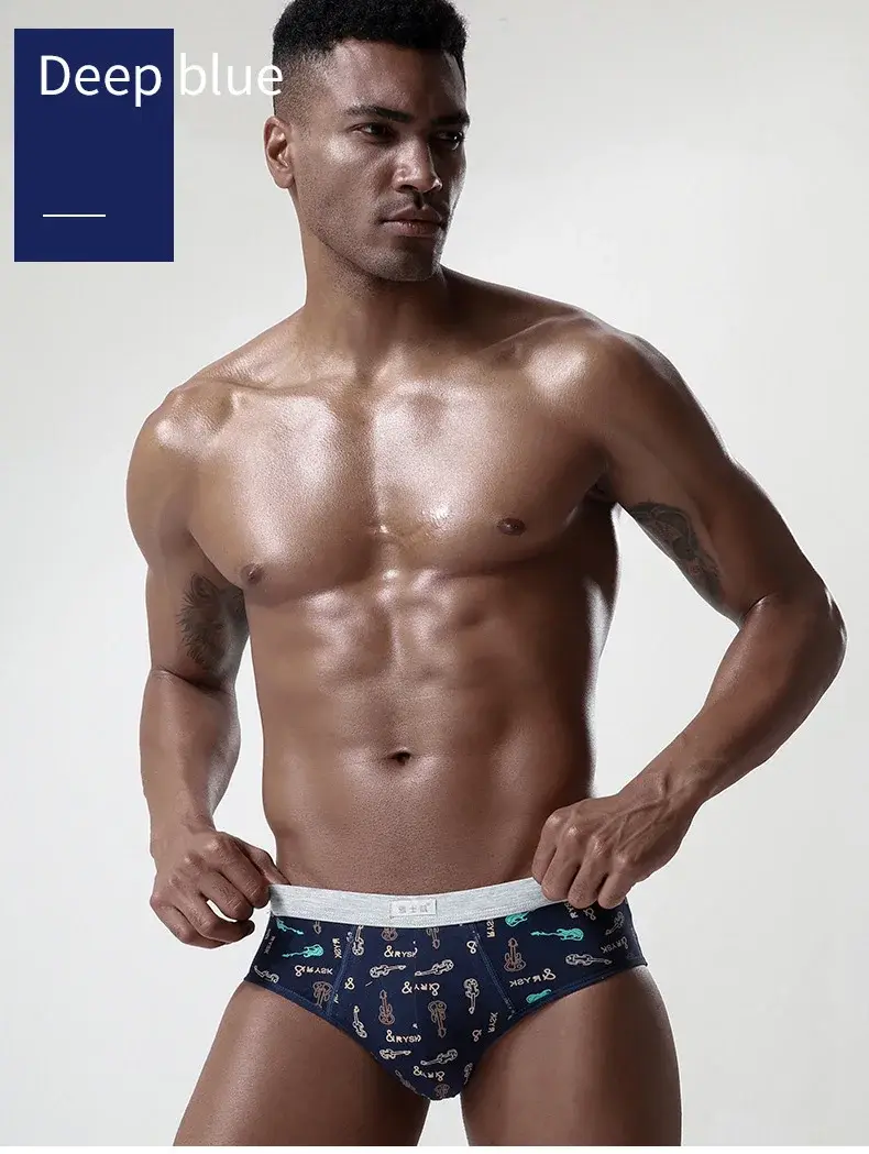 Cueca masculina de algodão plus size, cueca sexy, respirável, biquíni, estampa gay, calcinha masculina