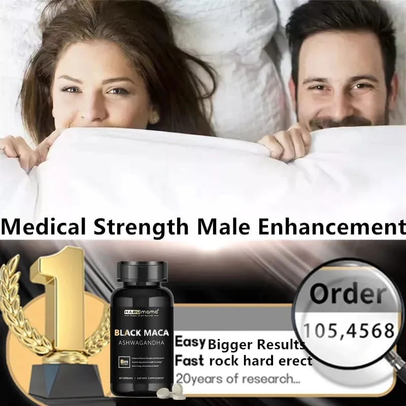 Black Maca Root + Ashwagandha Supplement for Men Stamina Control System Rock-Hard Performance Confidence Discreet Shipping