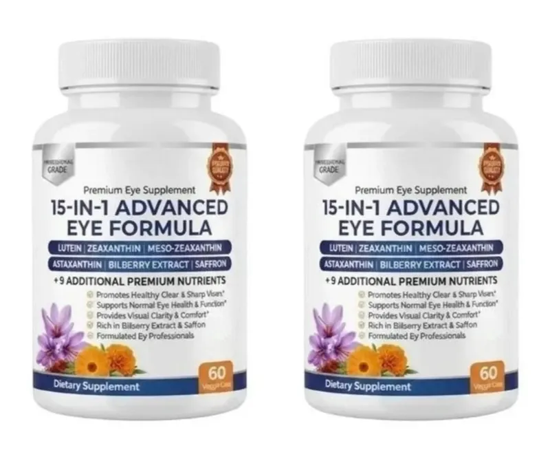 Premium 15-in-1 Advanced Eye Formula with Lutein Zeaxanthin Astaxanthin Bilberry & Saffron Supports Eye Wellness 60 Capsules