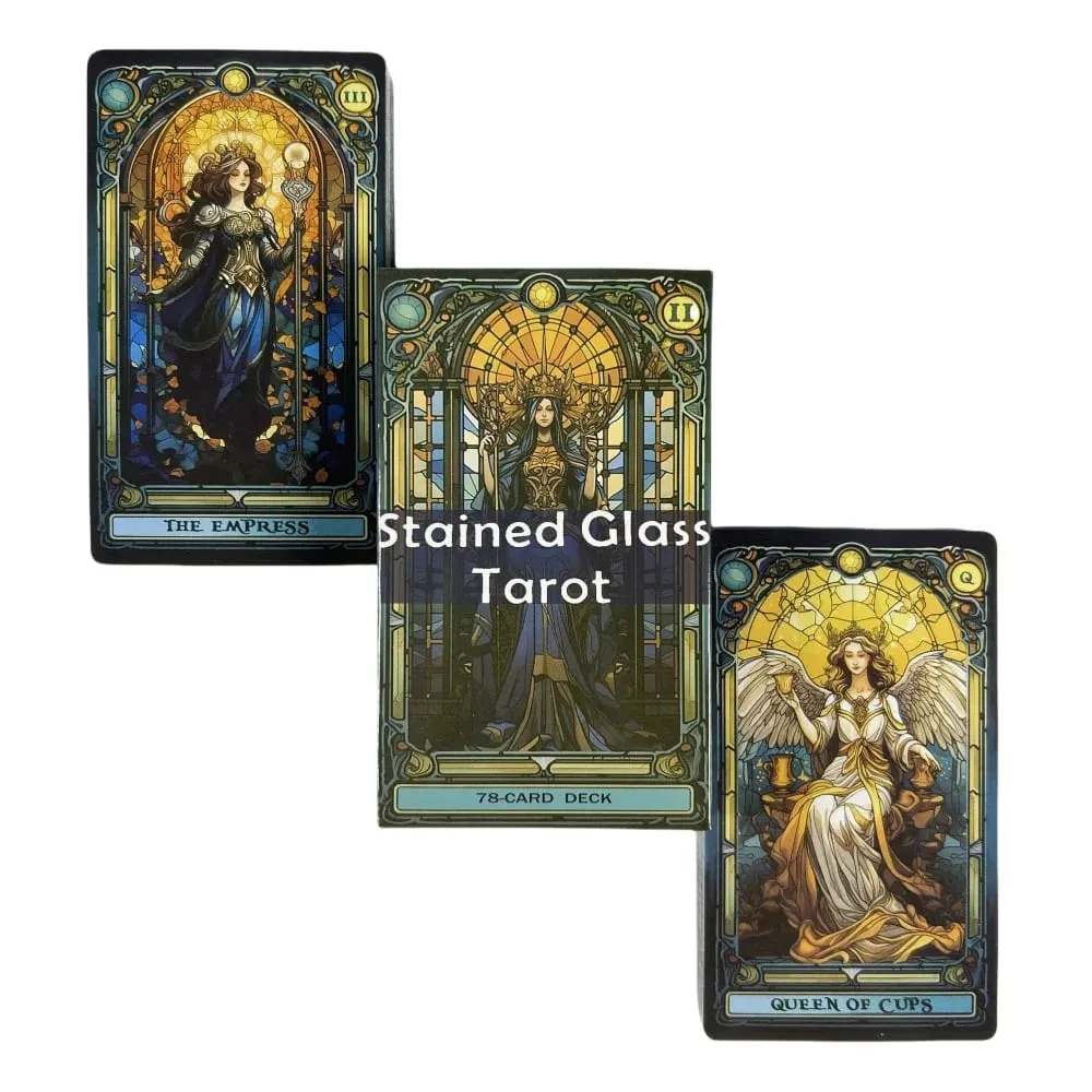 Stanined Glass Tarot Cards A 78 Deck For Beginners Deck Oracle English Visions Divination Edition Borad Deck Playing Games