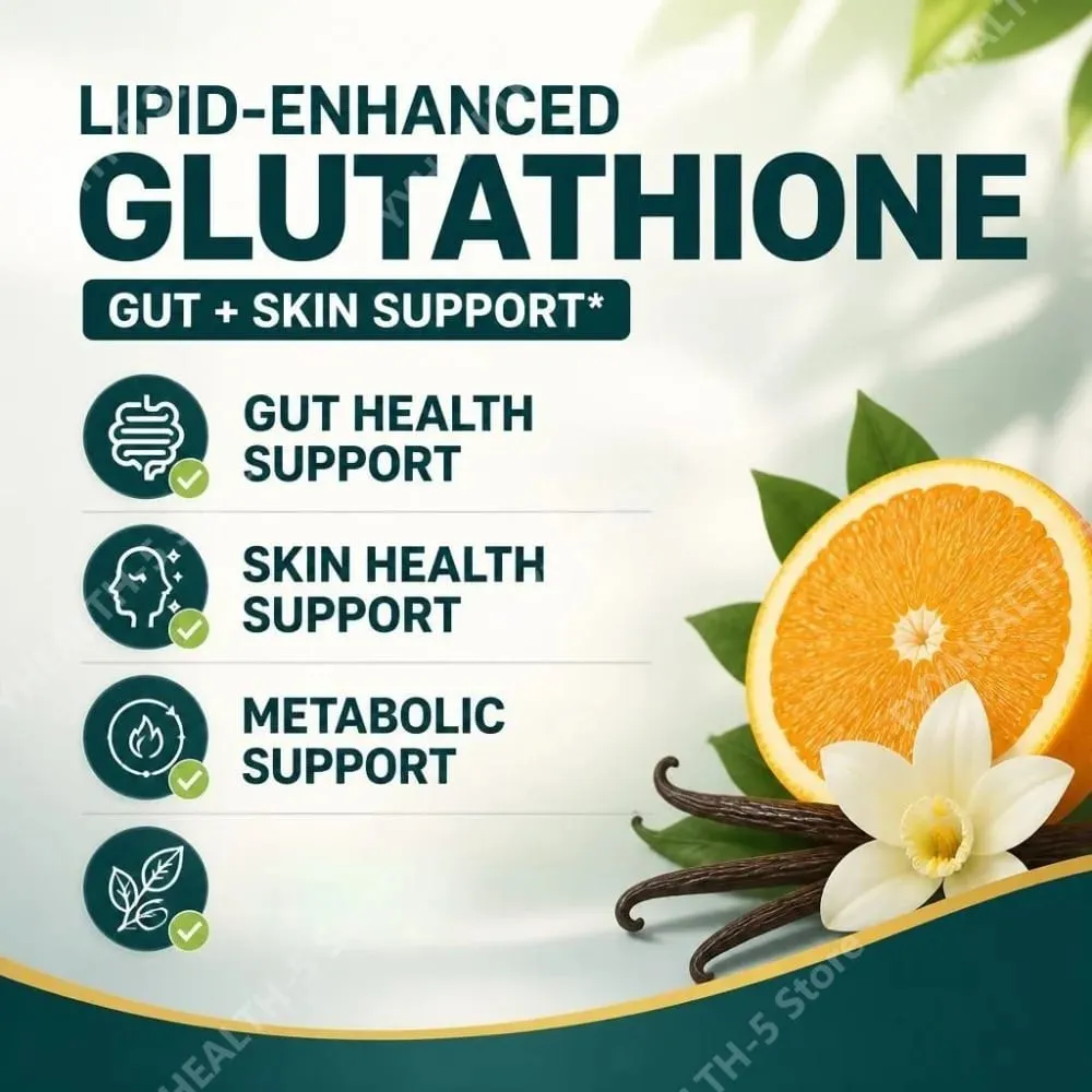 Pacotes de suplemento líquido de glutationa com lipídios aprimorados com baunilha cítrica apoiam a saúde intestinal e a saúde da pele 26 pacotes de 130ml
