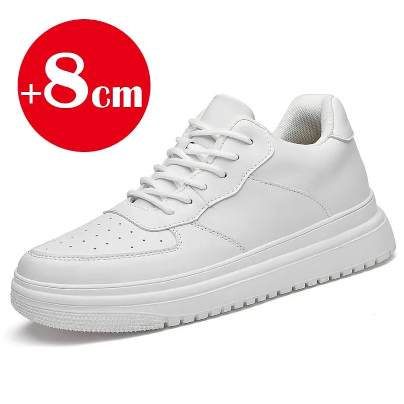 2026 novos sapatos crescentes de altura para homens 8cm tênis elevador invisível branco leathe esporte zapatillas de hombre tamanho grande 46