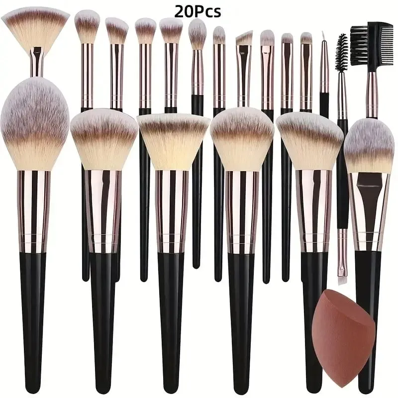 3-20 pçs pincéis de maquiagem conjunto macio macio sombra fundação corretivo mistura blush escova kabuki profissional feminino ferramenta de beleza