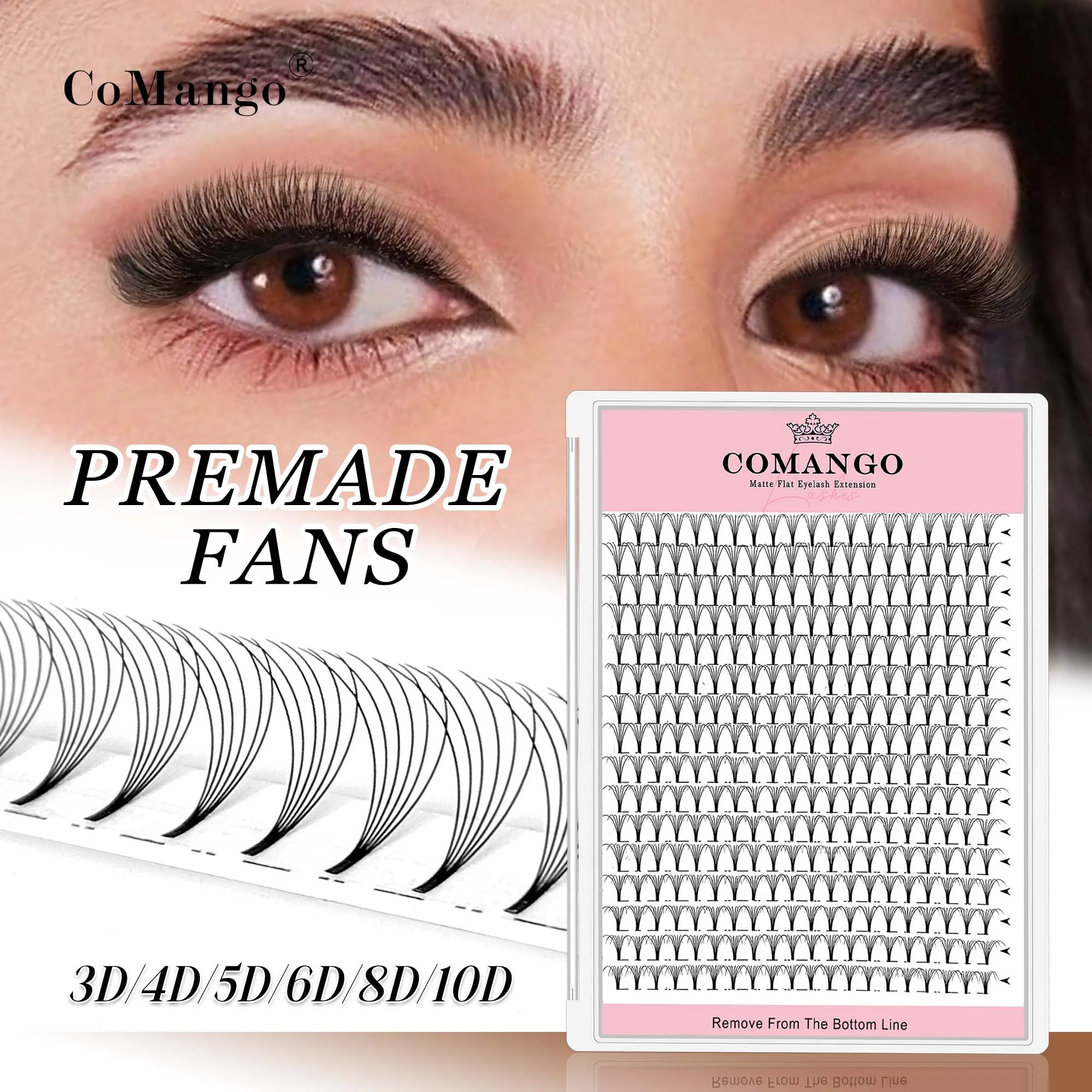 Comango wispy pré-fabricados fãs de volume 3-10d extensão de cílios individuais haste curta 320 fãs falso vison pré feito cílios russos — image 2