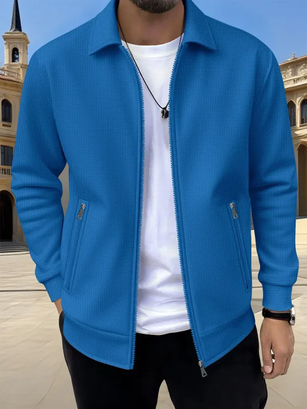 2026 nova primavera outono homens cor sólida zip up jaqueta manga longa bolso casual solto casaco moda uso diário masculino outerwear