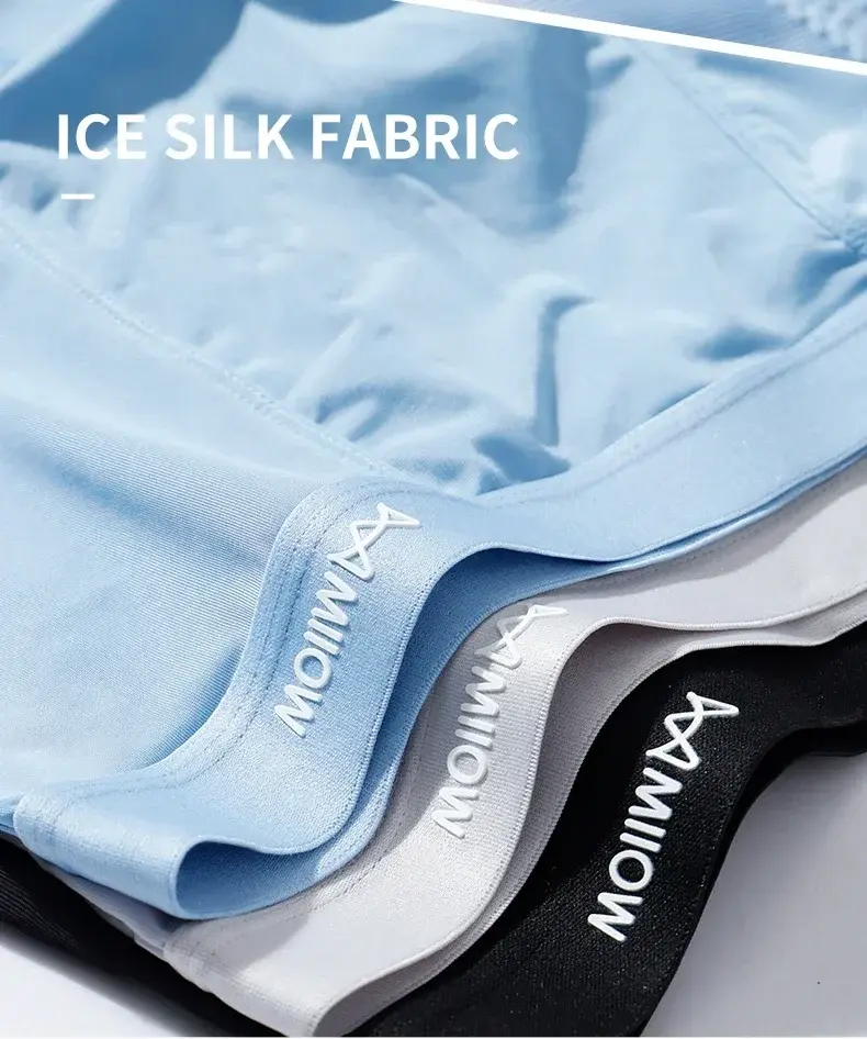 Miiow 3 pçs fino gelo seda boxershorts masculino grafeno antibacteriano homem roupa interior respirável calcinha masculina boxers briefs troncos