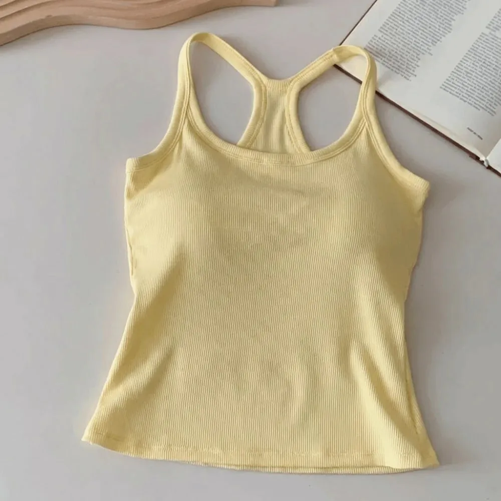 Alças de ombro largas colete oco confortável em forma de h costas peito pequeno camisola design fino elástico fino regata