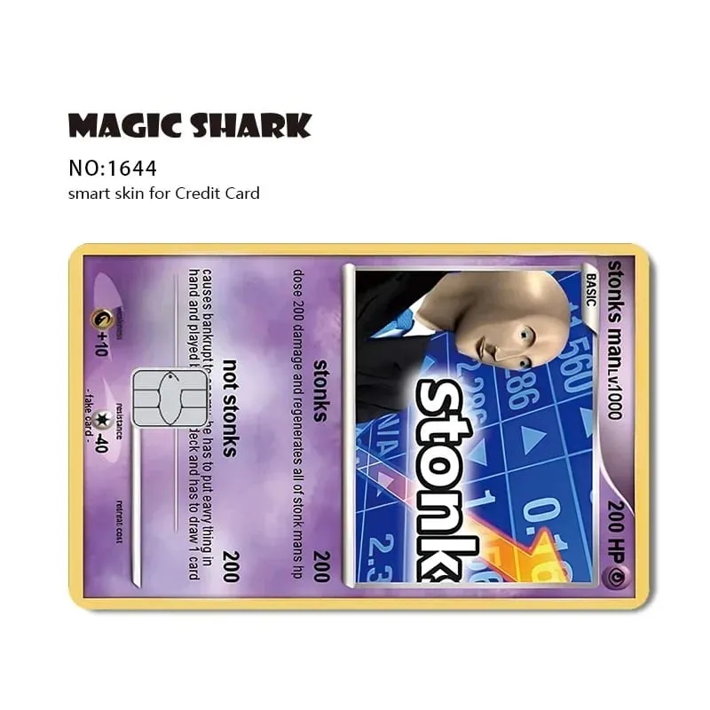 2026 New Magic Shark Anime Money Charge 404 Error ID Game Machine Film Skin Sticker for Debit Bank Credit Card