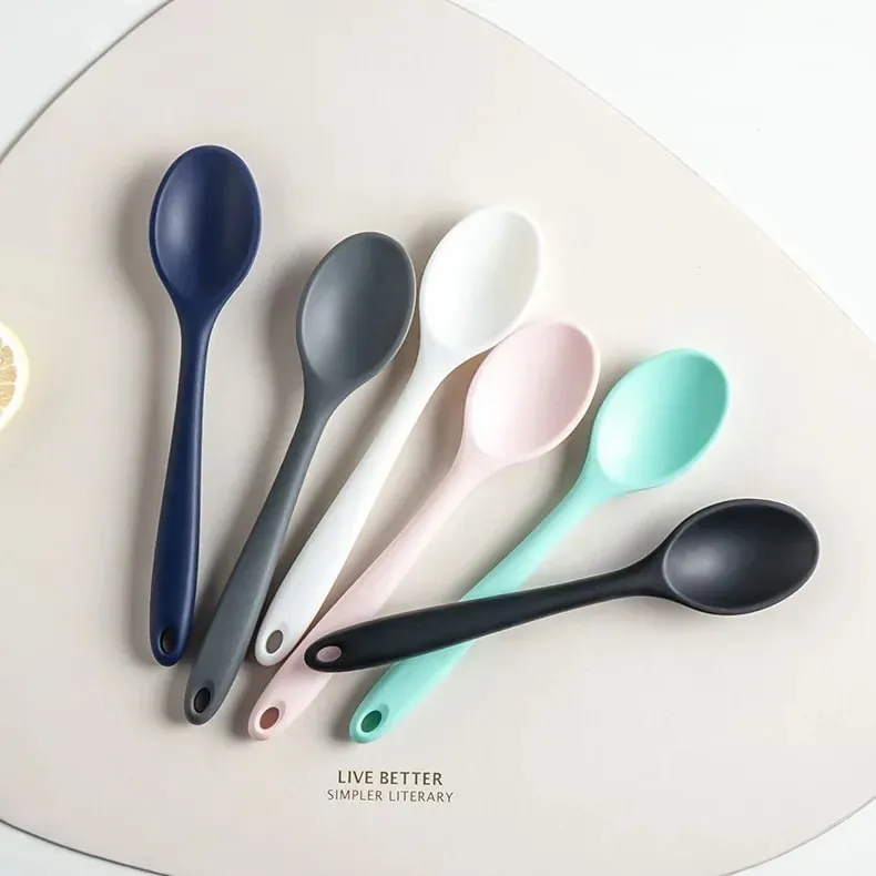 3pcs Silicone Spoon Mixing Soup Spoons Kitchen Mixing Ladle Cooking Utensils Kitchenware Tool for Stirring and Serving
