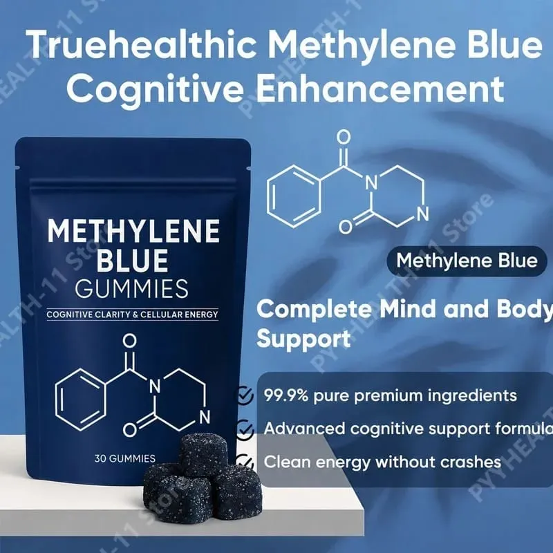 Methylene Blue Compound Gummies 5mg 30/60 Ct Blueberry Flavor for Sustained Energy Mental Clarity & Mood Cellular Support