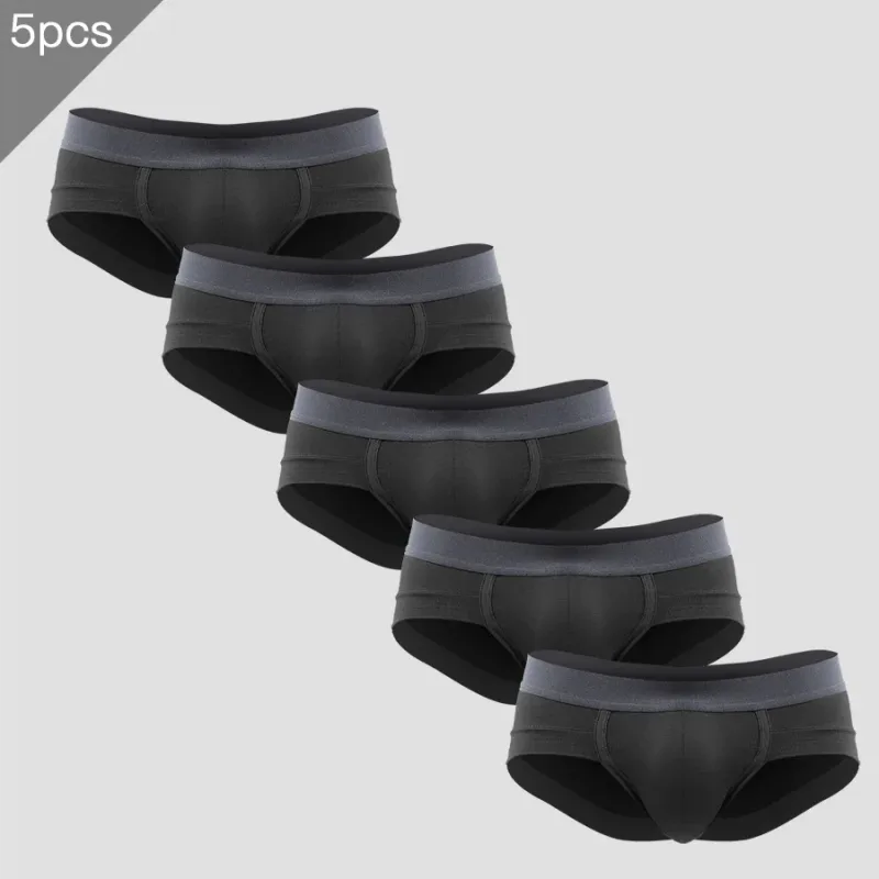 5PCSMen's cuecas de três peças com bolsa em forma de U, tecido modal, respirável, calças inferiores de cintura baixa para jovens de verão