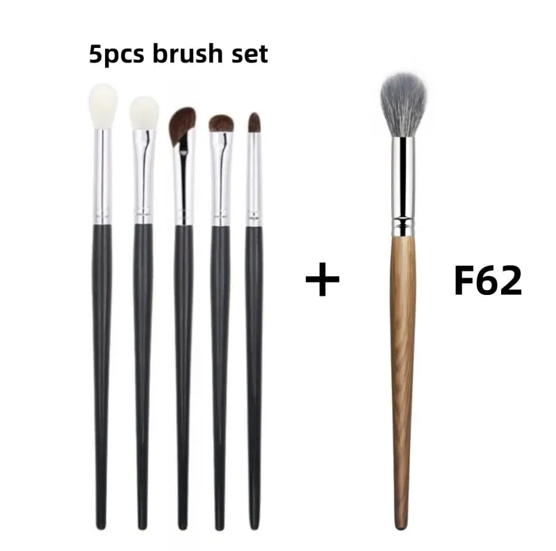 Conjunto de pincéis para sombra, cabelo natural, 5 peças, pincéis de maquiagem, ferramentas de beleza