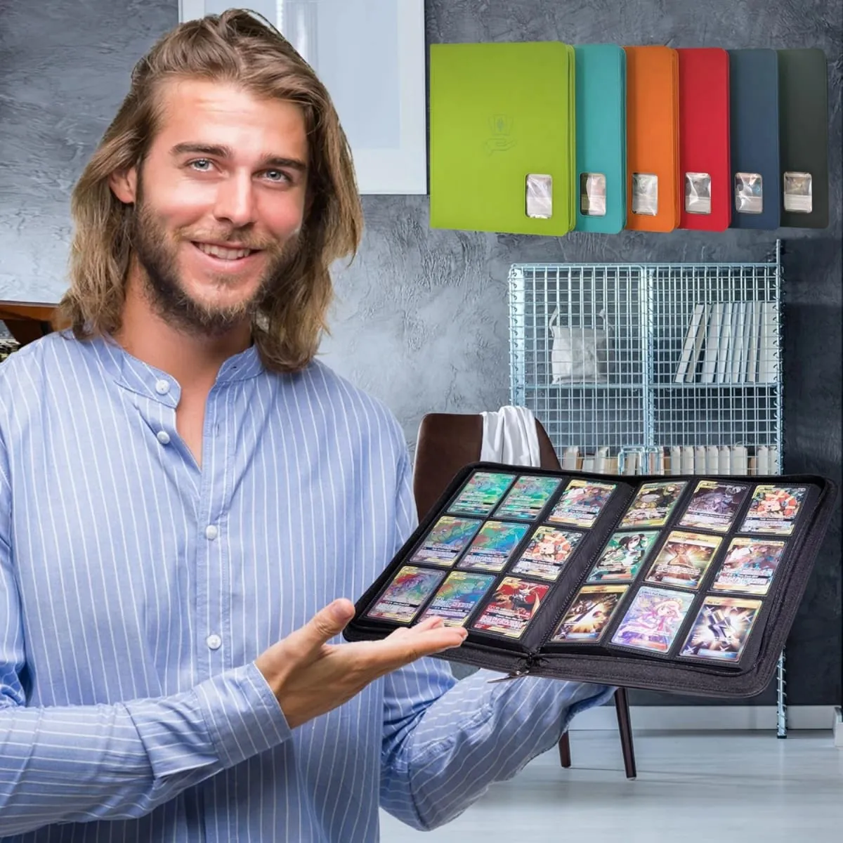 O fichário do carregador superior contém 360 carregadores superiores, 9 bolsos, fichário do carregador superior para cartões rígidos de 3 'x 4', fichário do cartão do toploader