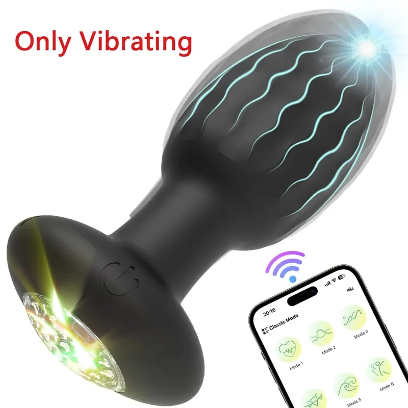 Plugue anal vibratório com rotação de led, controle por aplicativo, para mulheres, vibrador anal, plugue anal para homens gays, brinquedo sexual de interação para casais